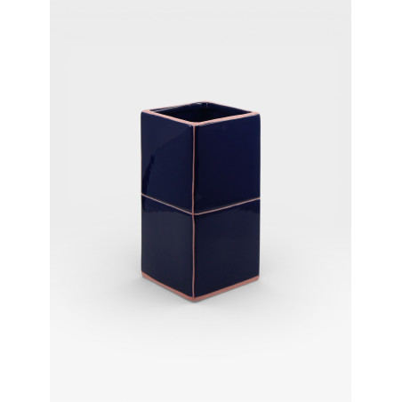 Vase Double Tile bleu / rose