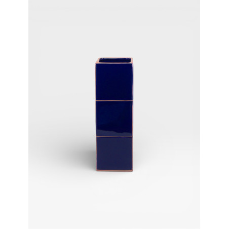 Vase Triple Tile  bleu / rose