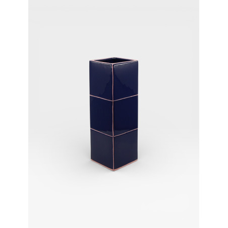 Vase Triple Tile bleu / rose