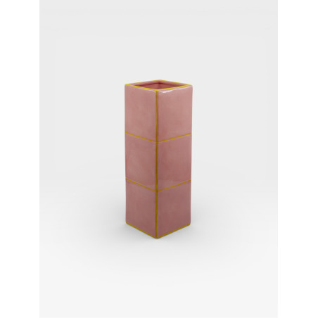 Vase Triple Tile rose / jaune