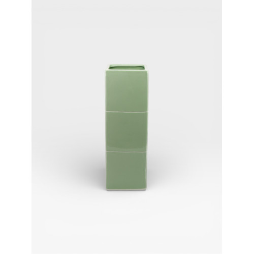 Vase Triple Tile vert / blanc