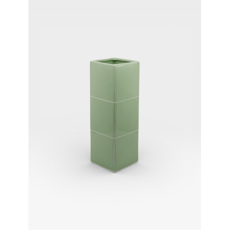 Vase Triple Tile vert / blanc