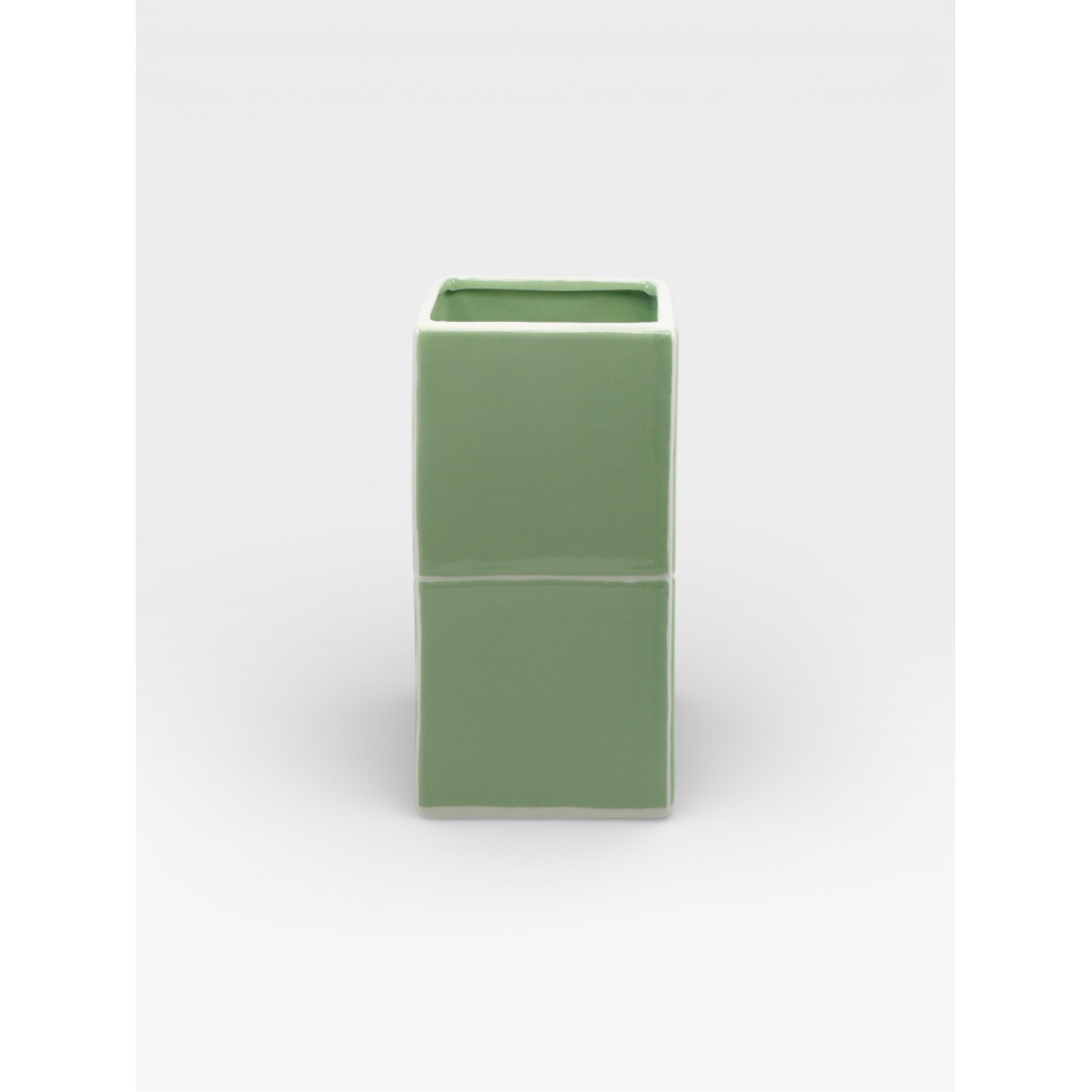 Vase Double Tile vert / blanc