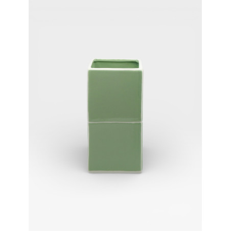 Vase Tile Double vert / blanc