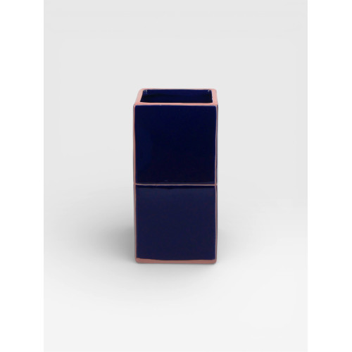 Vase Double Tile bleu / rose