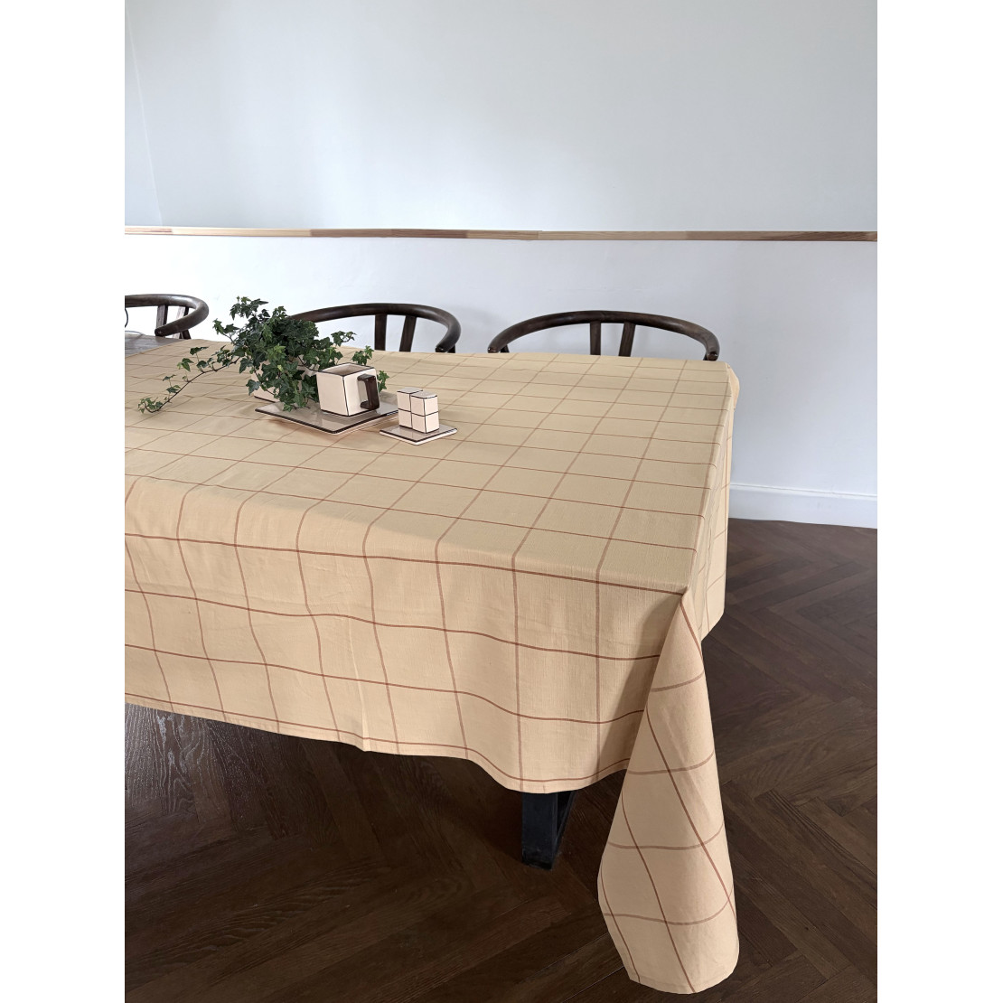 Nappe en coton lavé  Tile beige / marron