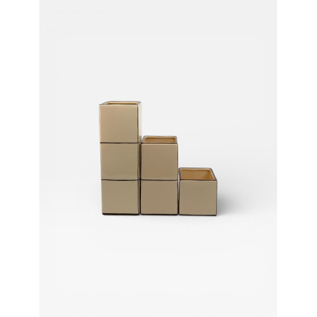 Vase Double Tile beige / marron