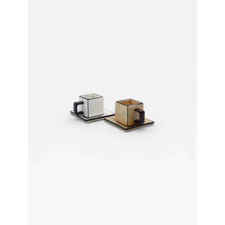Set de 2 tasses à café Tile  beige / marron