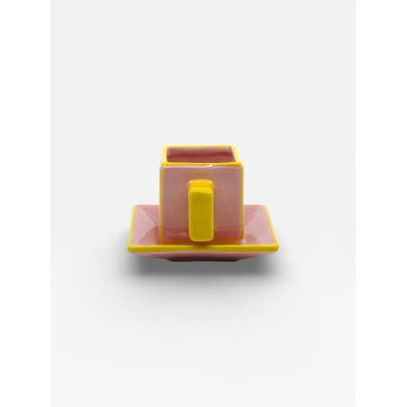Set de 2 tasses à café Tile rose / jaune