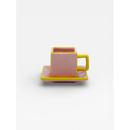 Set de 2 tasses à café Tile rose / jaune