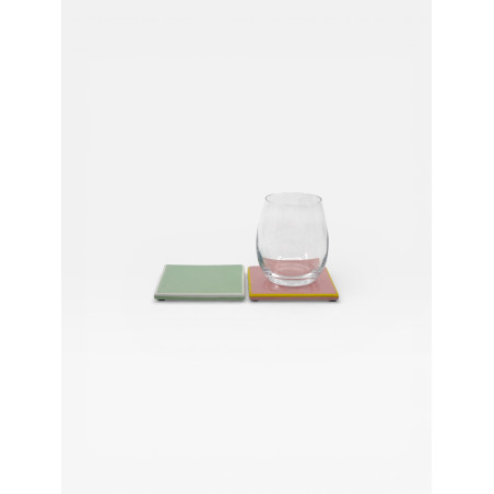 Set de 4 sous verres Tile rose / jaune