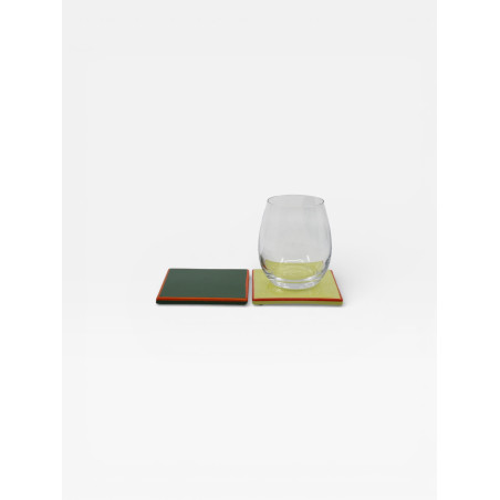 Set de 4 sous verres Tile  vert / orange