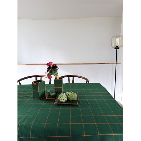 Nappe en coton lavé Tile vert / orange