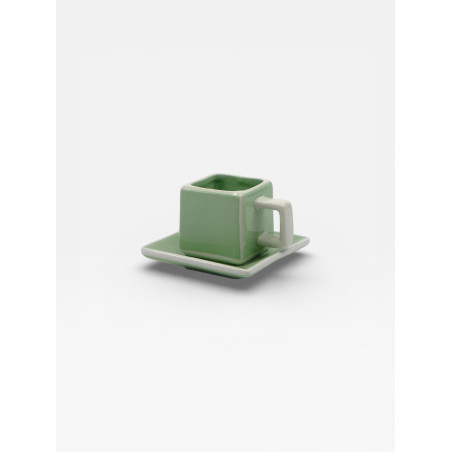 Set de 2 tasses à café Tile vert / blanc