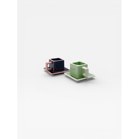 Set de 2 tasses à café Tile vert / blanc