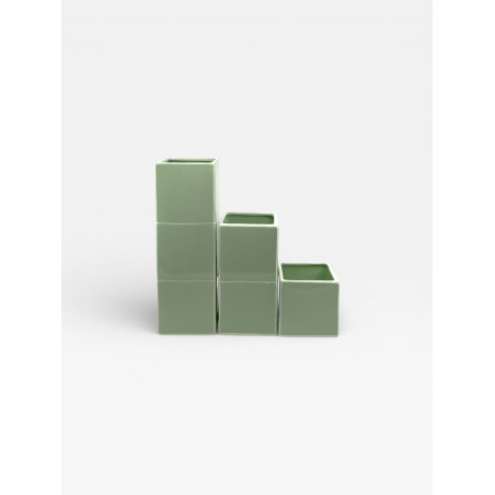 Vase Double Tile vert / blanc