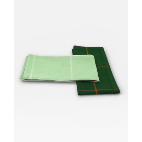 Lot de 6 sets de table - serviettes de table Tile vert / blanc