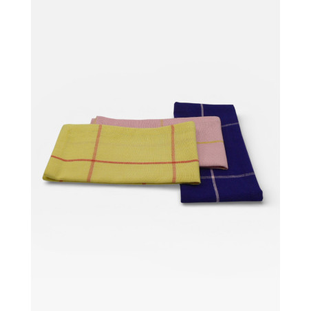 Lot de 6 sets de table - serviettes de table Tile bleu / rose