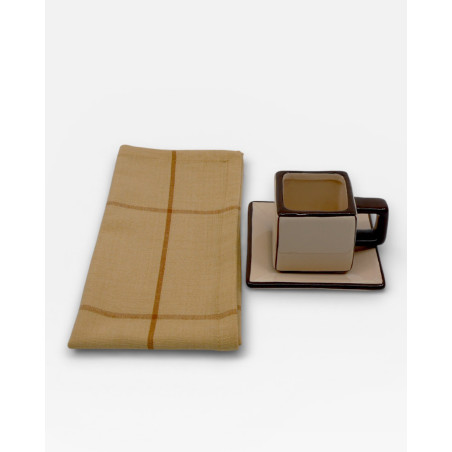 Lot de 6 sets de table - serviettes de table Tile beige / marron