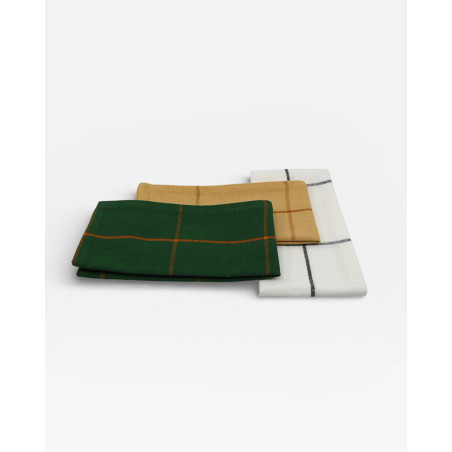 Lot de 6 sets de table - serviettes de table Tile vert / orange