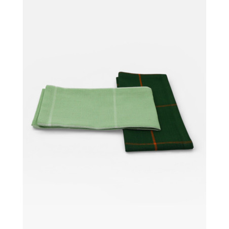 Lot de 6 sets de table - serviettes de table Tile vert / orange
