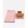 Lot de 6 sets de table - serviettes de table Tile rose / jaune
